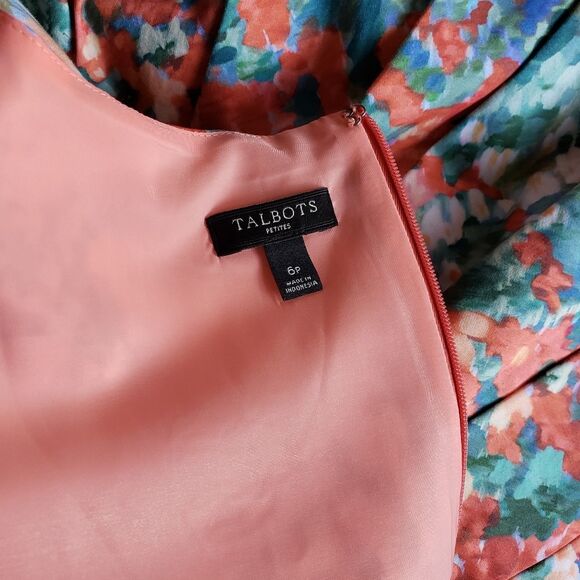 Talbots Spring/Summer Floral Sleeveless Pleated Party Dress Multi Women's 6P - Picture 9 of 11